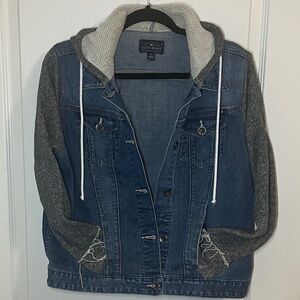 Lucky Brand Blue Denim and Grey Sweatshirt Jacket